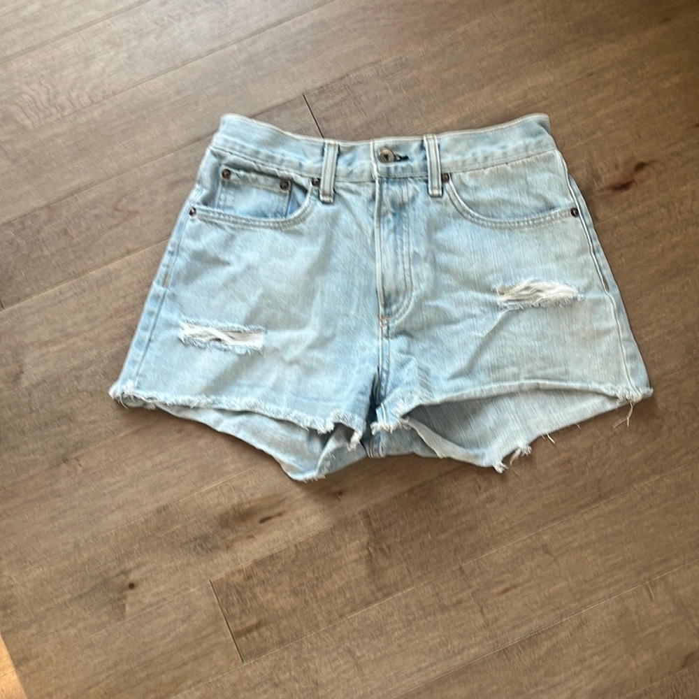rag & bone Glena Whole Blue Justine Ripped Distressed Jean Short 26 - Picture 2 of 8